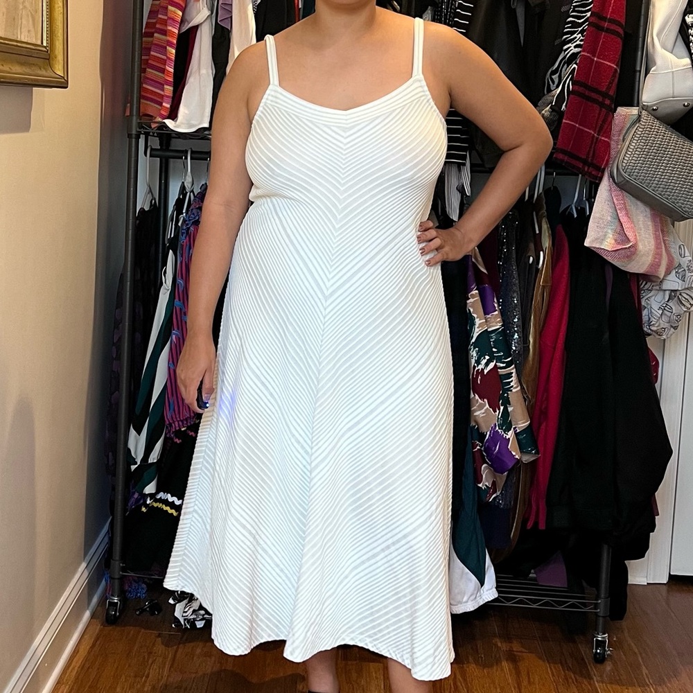White and Beige Stripped Dress